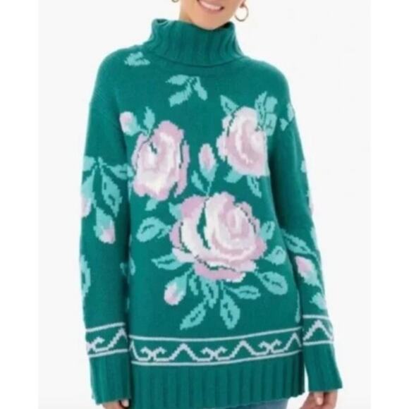 Tuckernuck Sweaters - $250 Tuckernuck Green Floral Wool/Cashmere Sweater XS